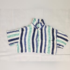 Forever 21 Blue and Teal Striped Crop Top